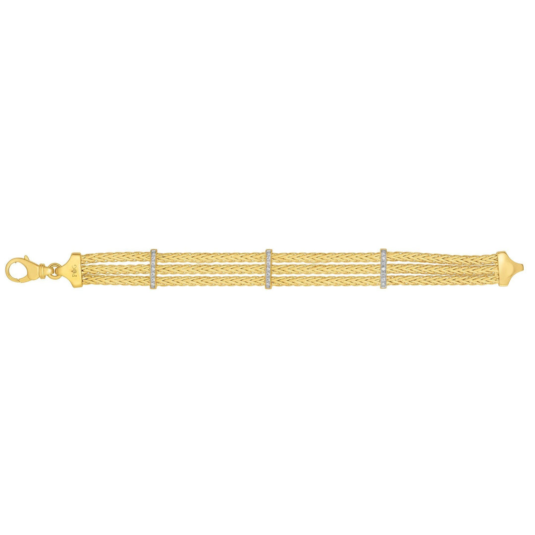 14K Yellow Gold .21ct. Dia Woven Bracelet, front view