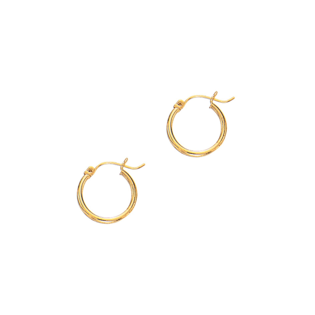 14K Yellow Gold 2x20mm Hoops, front view