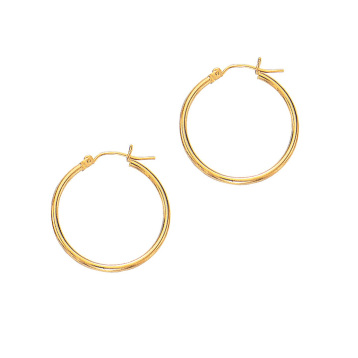 14K Yellow Gold 2x25mm Hoops, view 3