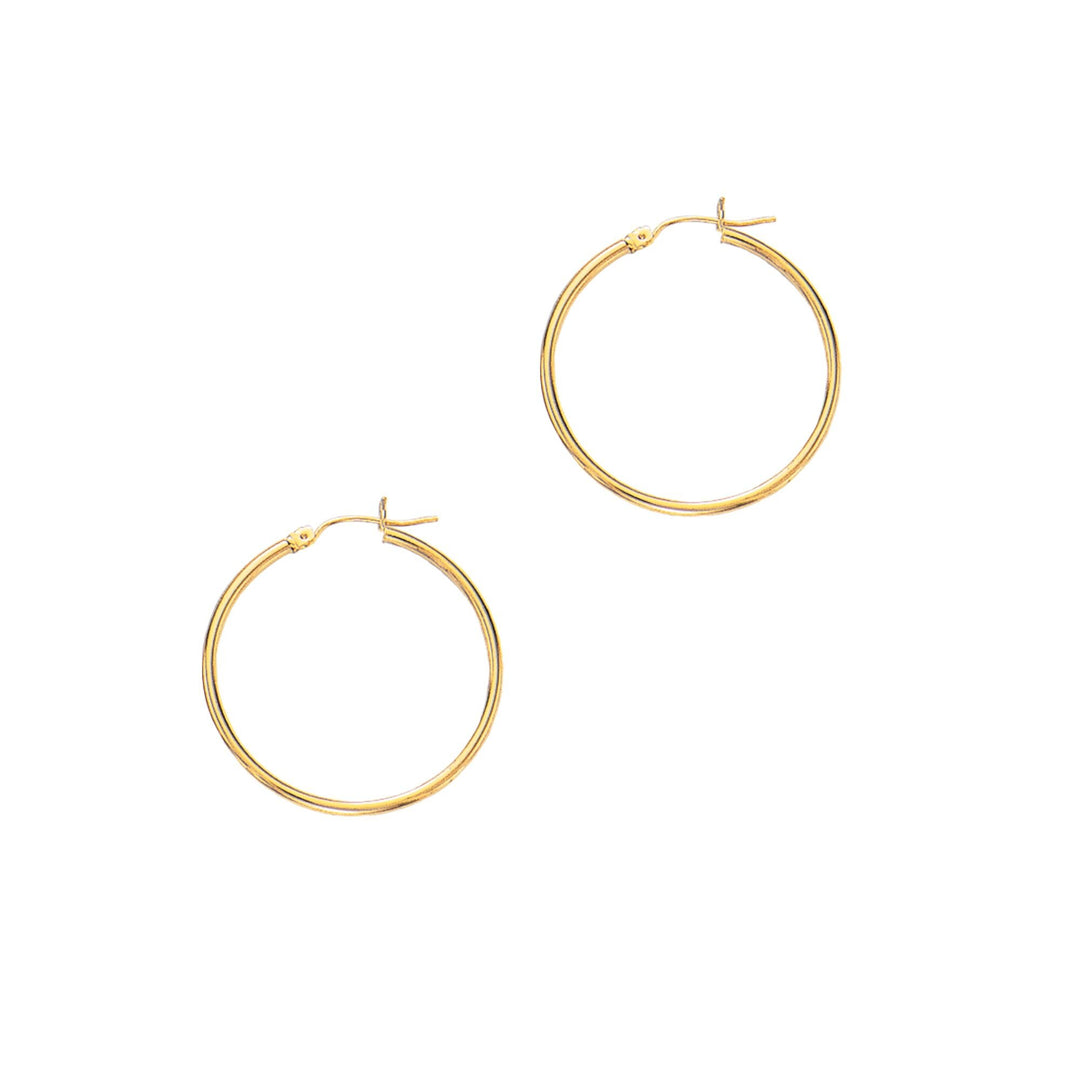 14K Yellow Gold 2x30mm Hoops, front view
