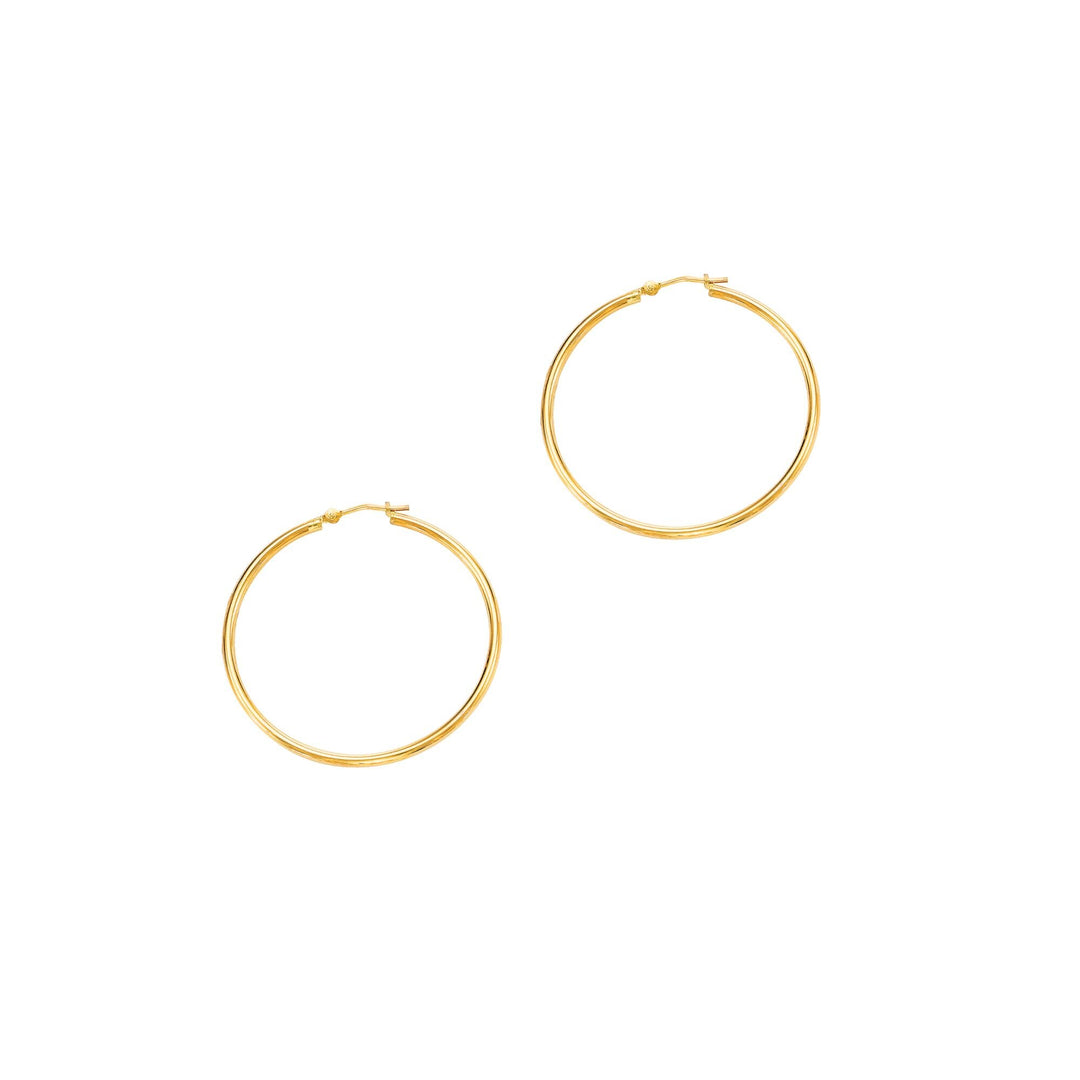 14K Yellow Gold 2x40mm Hoops, front view