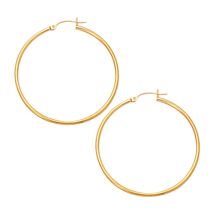 14K Yellow Gold 2x45mm Hoops, front view