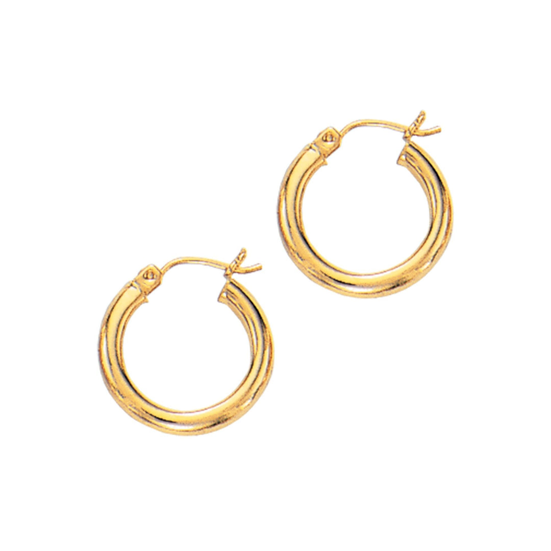 14K Yellow Gold 3x15mm Hoops, front view