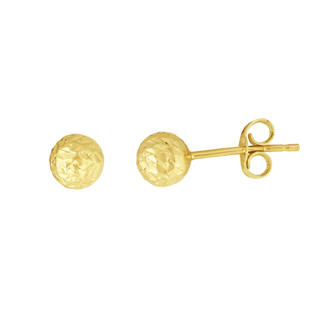 14K Yellow Gold 5mm Crystal Cut Post Earring, front view