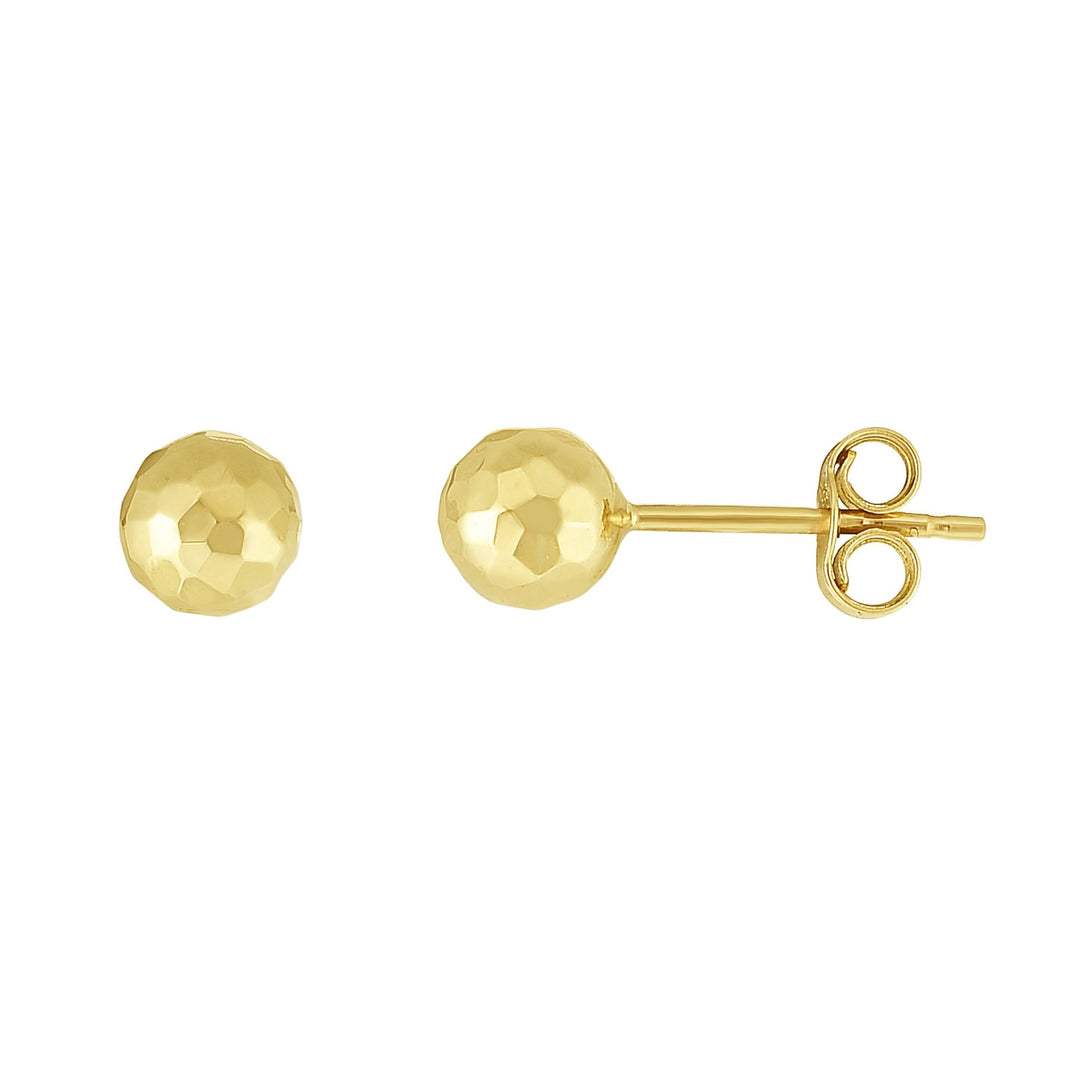 14K Yellow Gold 5mm Faceted Post Earring, front view
