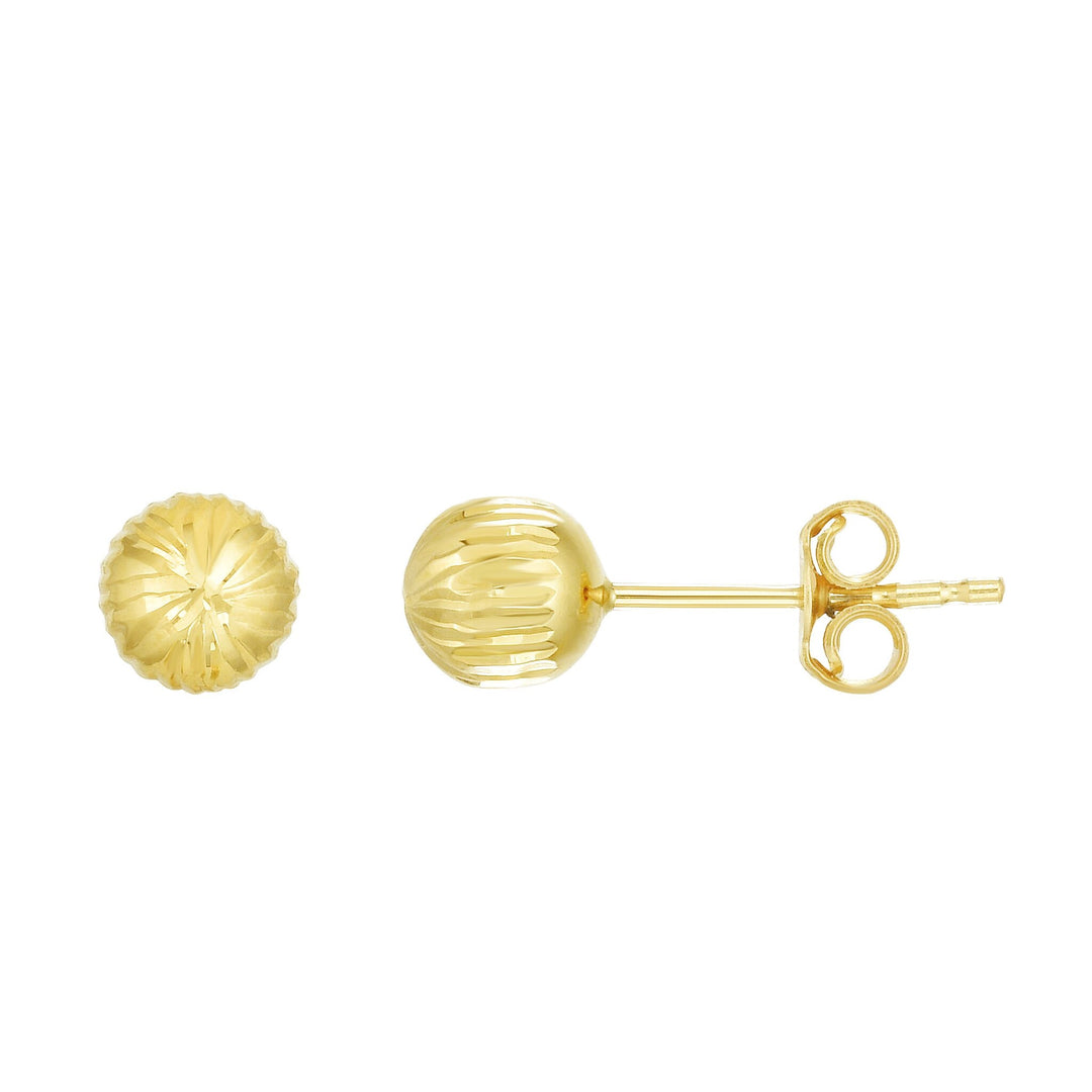 14K Yellow Gold 5mm Linear Cut Post Earring, front view