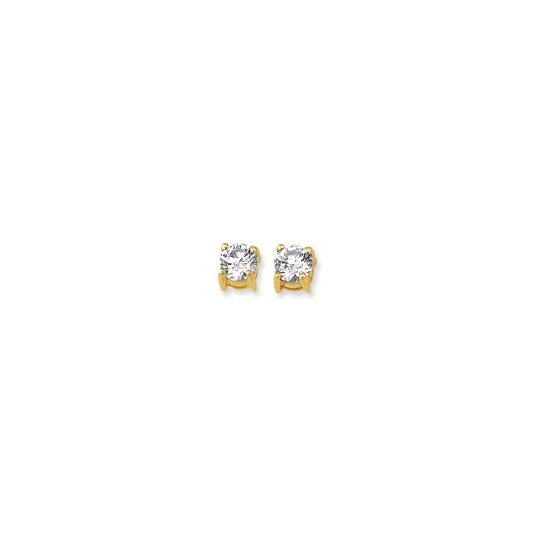 14K Yellow Gold 5mm Round CZ Stud Earring, front view