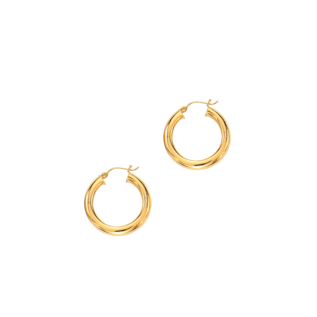 14K Yellow Gold 5x30mm Hoops, front view