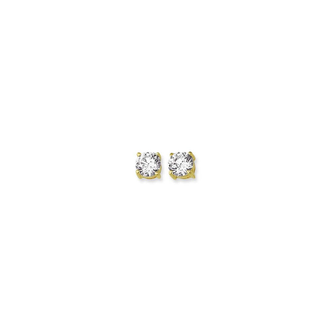 14K Yellow Gold 6mm Round CZ Stud Earring, front view