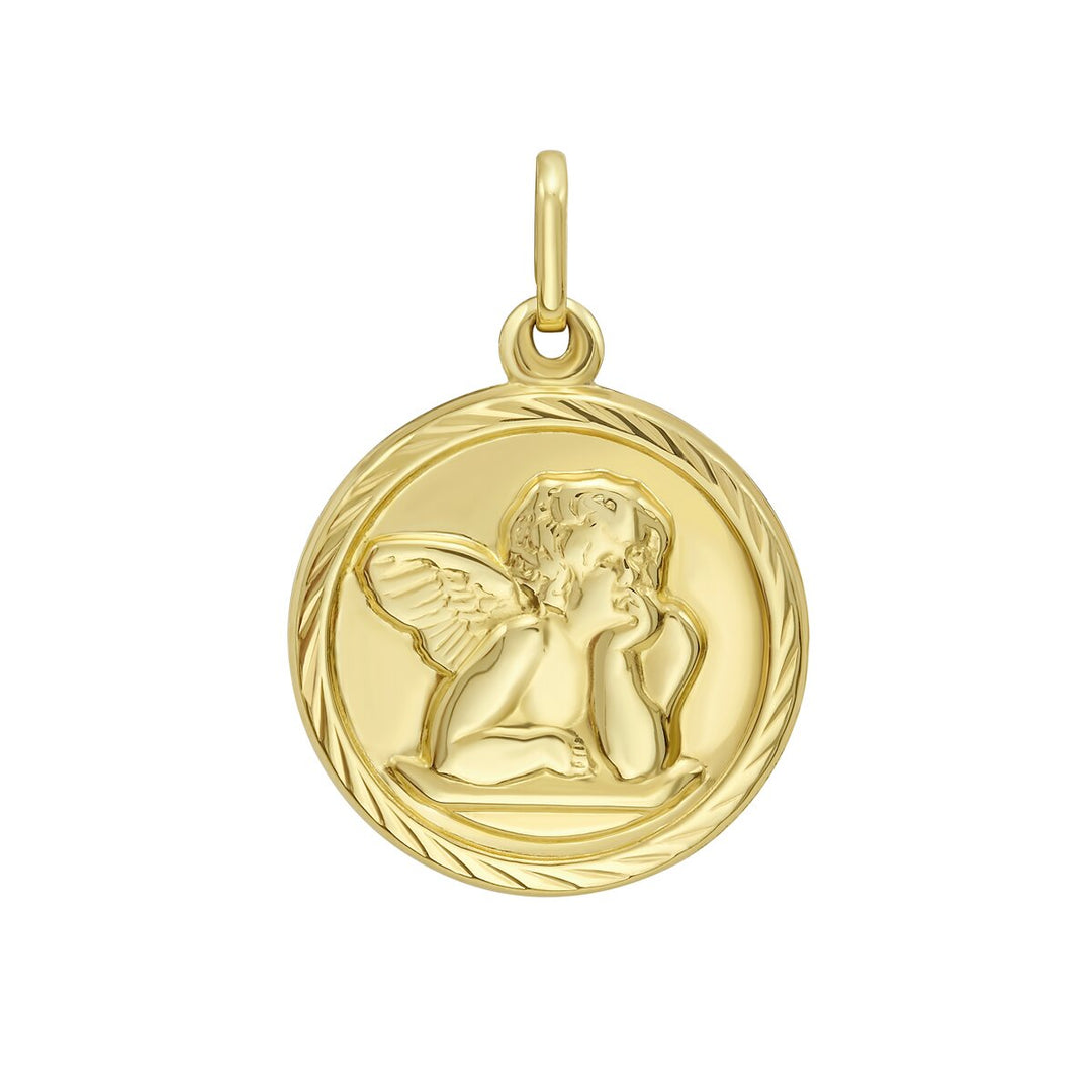 14K Yellow Gold Angel Charm, front view