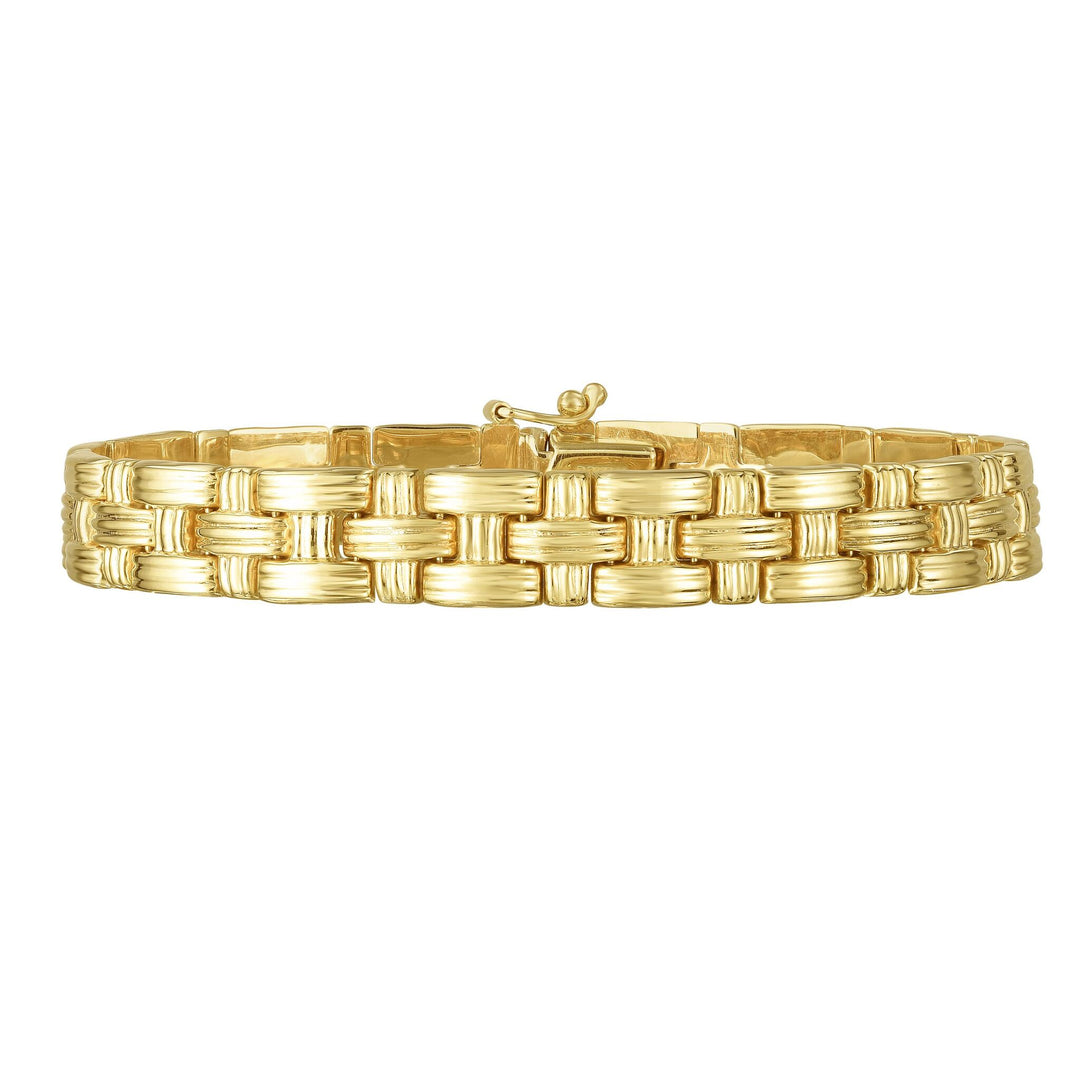 14K Yellow Gold Basketweave Bracelet, front view