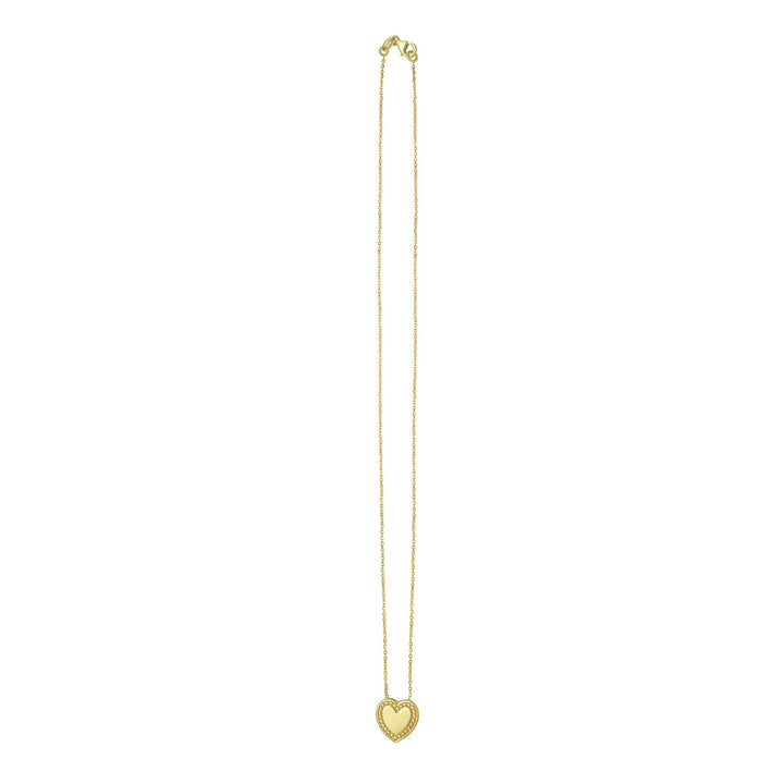 14K Yellow Gold Beaded Heart Necklace, view 2