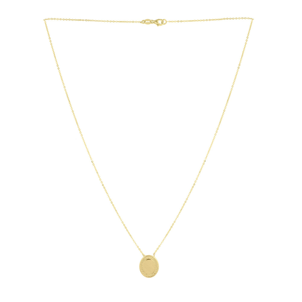 14K Yellow Gold Beaded Oval Necklace, view 2