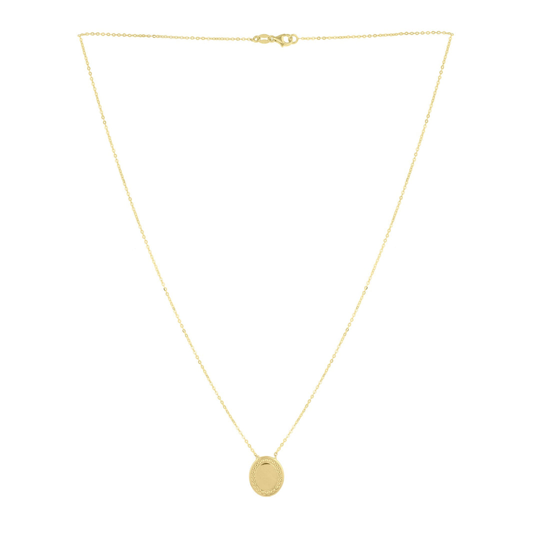 14K Yellow Gold Beaded Oval Necklace, view 2