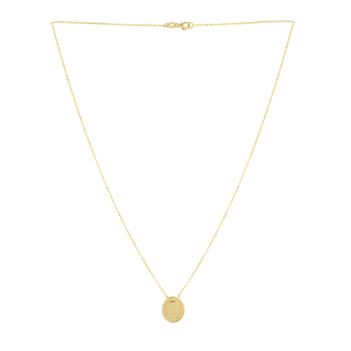14K Yellow Gold Beaded Oval Necklace, view 2