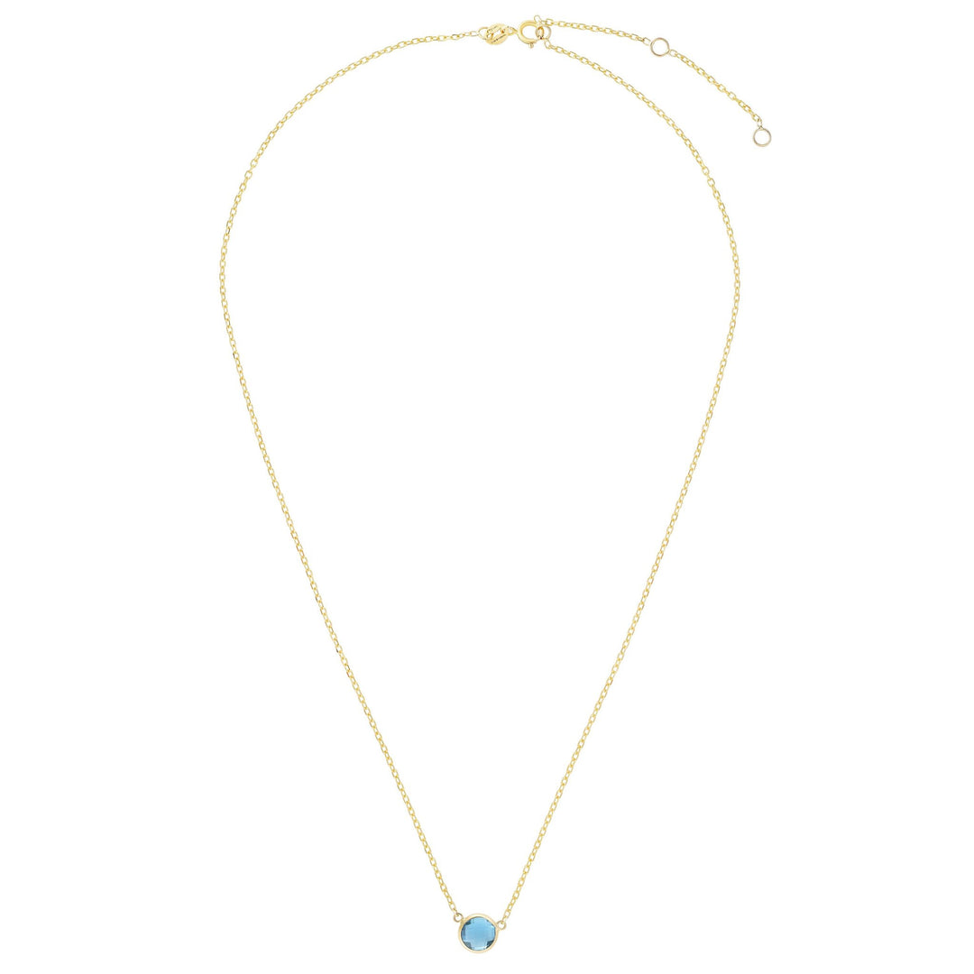 14K Yellow Gold & Blue Topaz Solitaire Necklace, front view