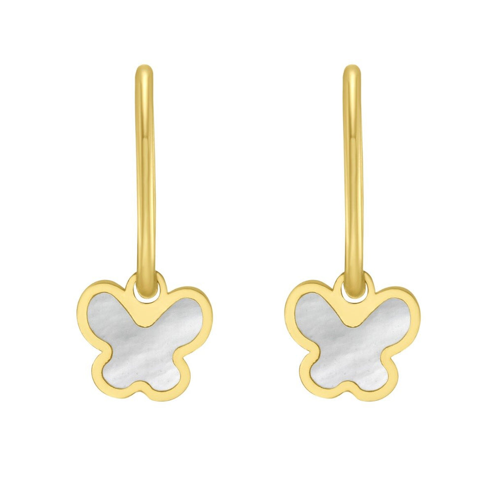14K Yellow Gold Butterfly Earrings, view 2