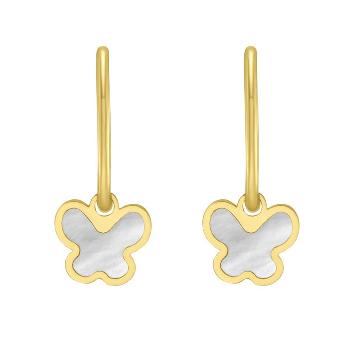 14K Yellow Gold Butterfly Earrings, view 2