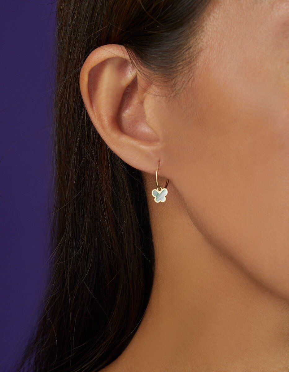 14K Yellow Gold Butterfly Earrings, view 3