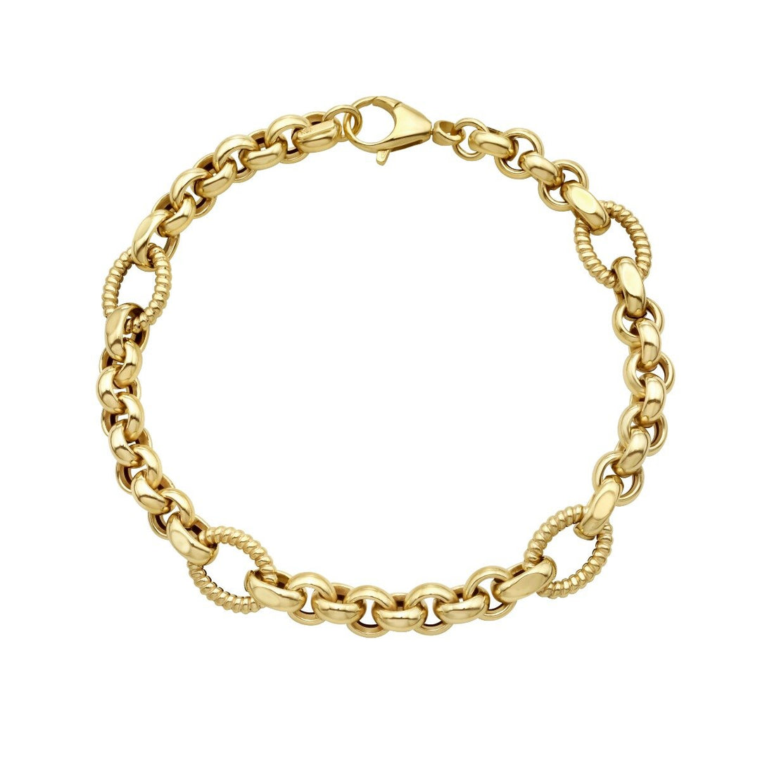 14K Yellow Gold Cable & Rolo Link Bracelet, front view