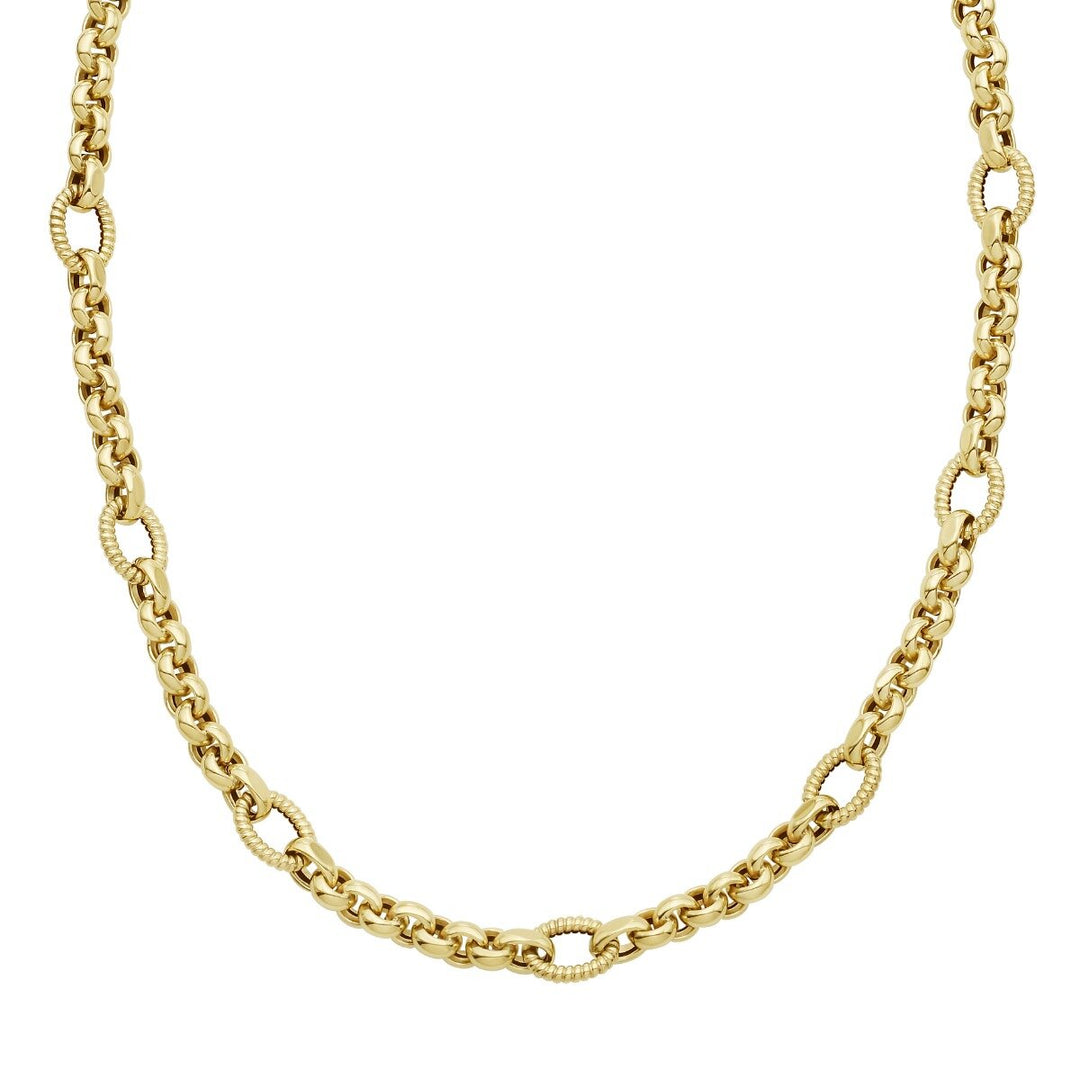 14K Yellow Gold Cable & Rolo Link Bracelet, front view