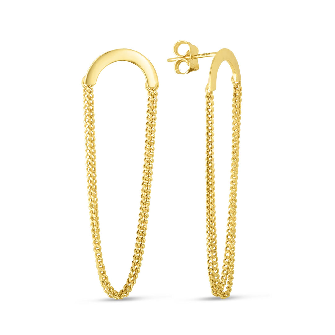 14K Yellow Gold Chain Drop Earrings, front view