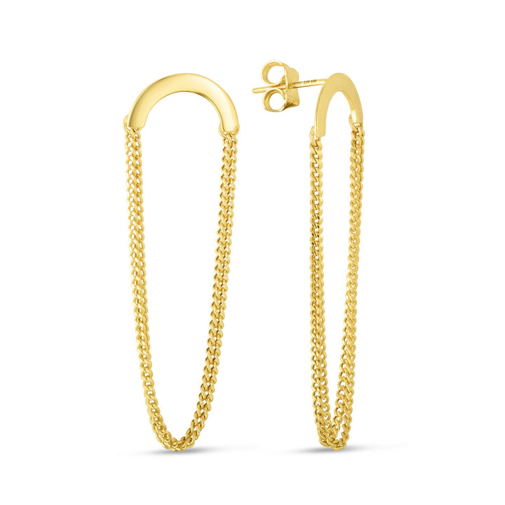 14K Yellow Gold Chain Drop Earrings, front view