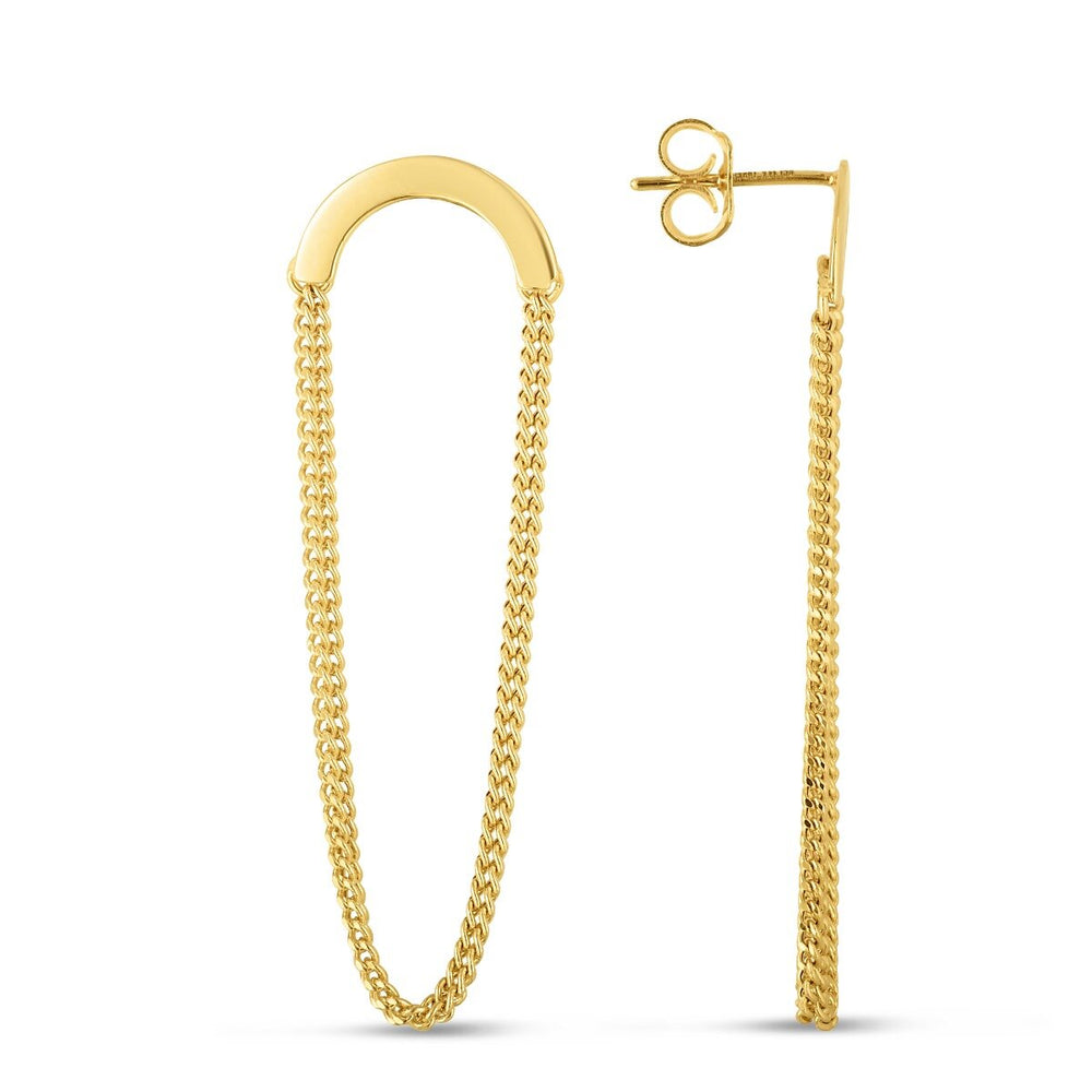 14K Yellow Gold Chain Drop Earrings, view 2