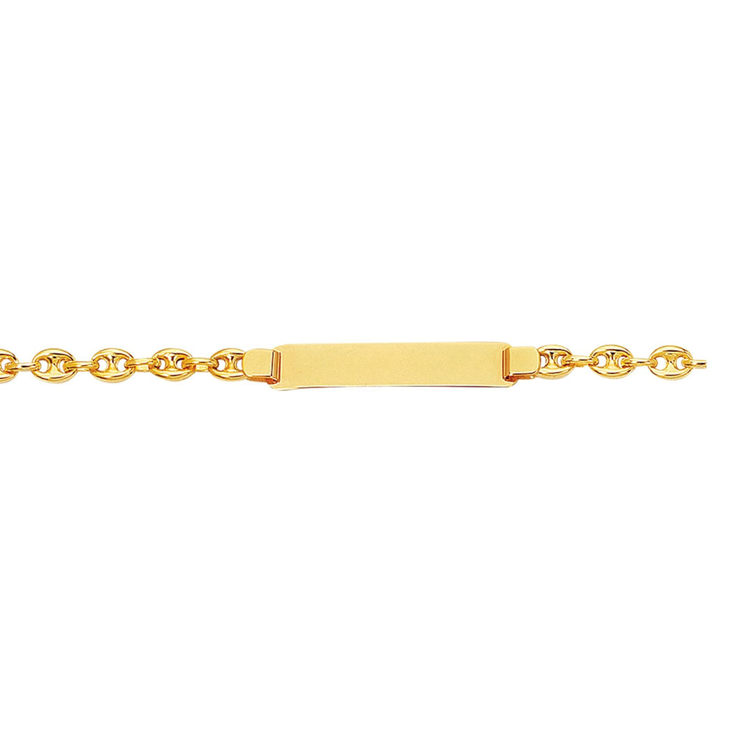 14K Yellow Gold Children's Puffed Mariner ID Bracelet, front view