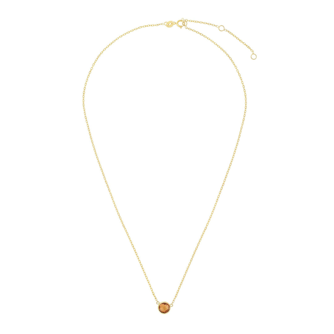 14K Yellow Gold & Citrine Solitaire Necklace, front view