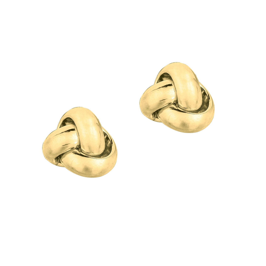 14K Yellow Gold Classic Polished Love Knot Stud Earring, front view