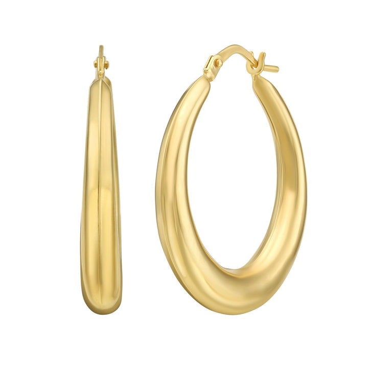 14K Yellow Gold Classic Round Hoops, front view