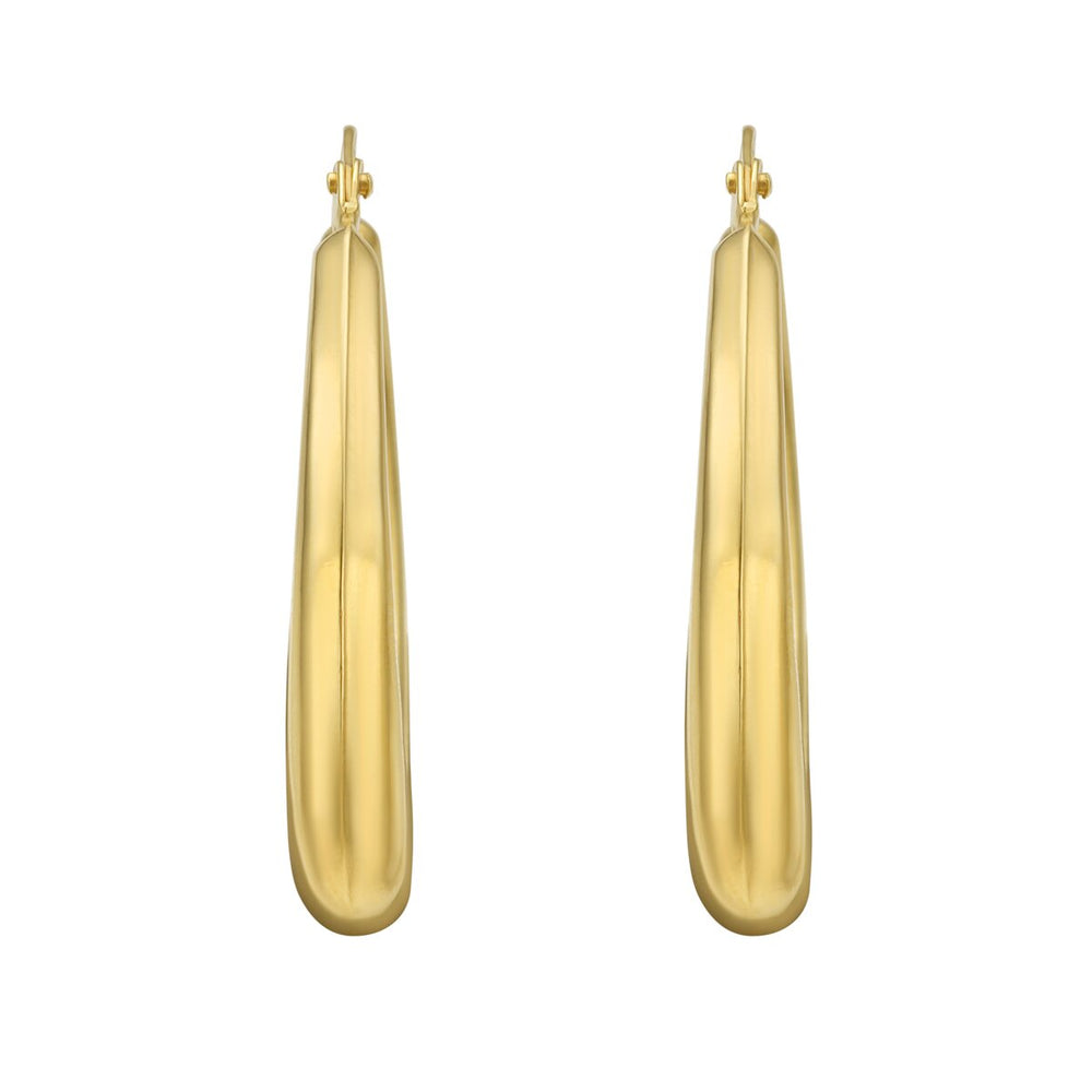 14K Yellow Gold Classic Round Hoops, view 2