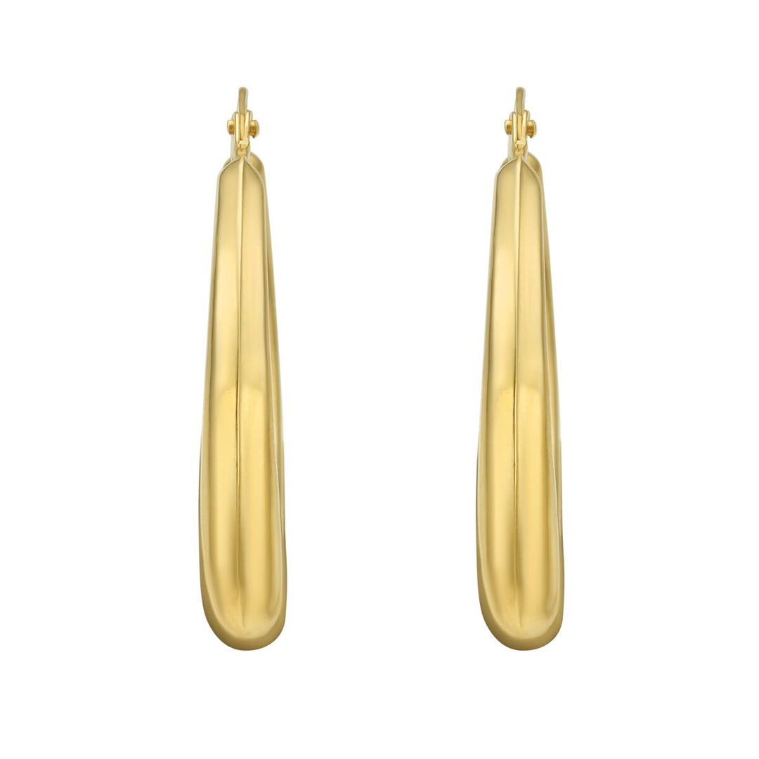 14K Yellow Gold Classic Round Hoops, view 2