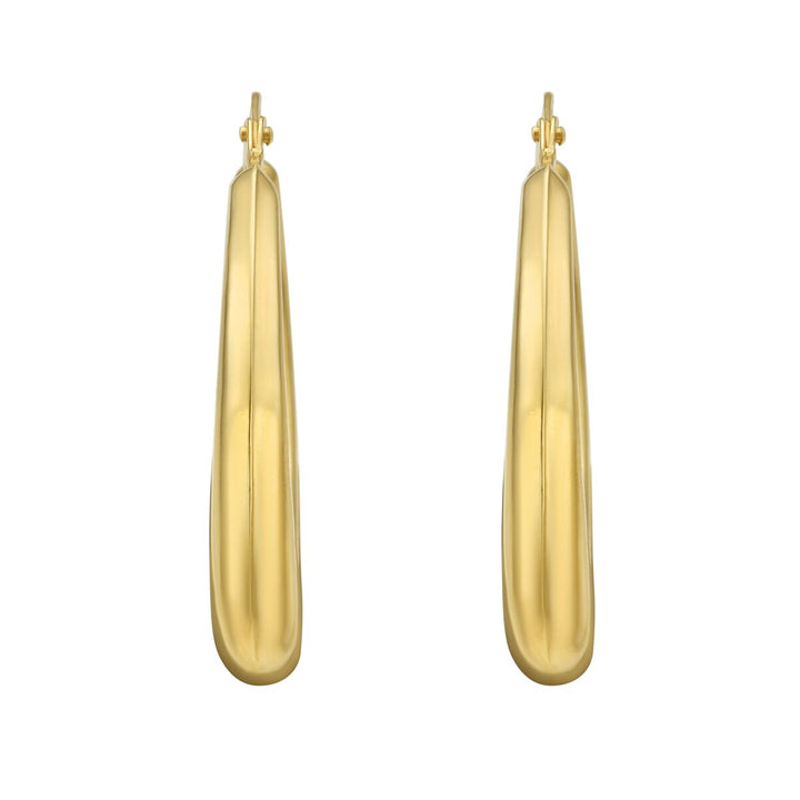 14K Yellow Gold Classic Round Hoops, view 2
