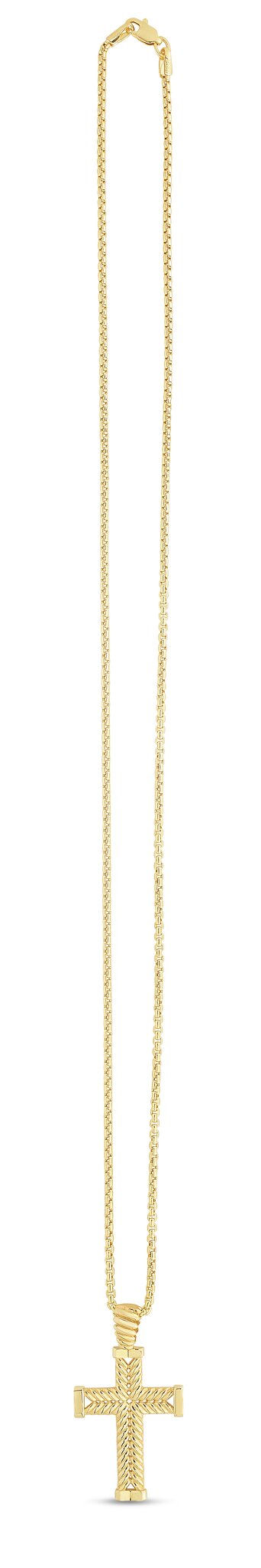 14K Yellow Gold Cross Necklace, view 2