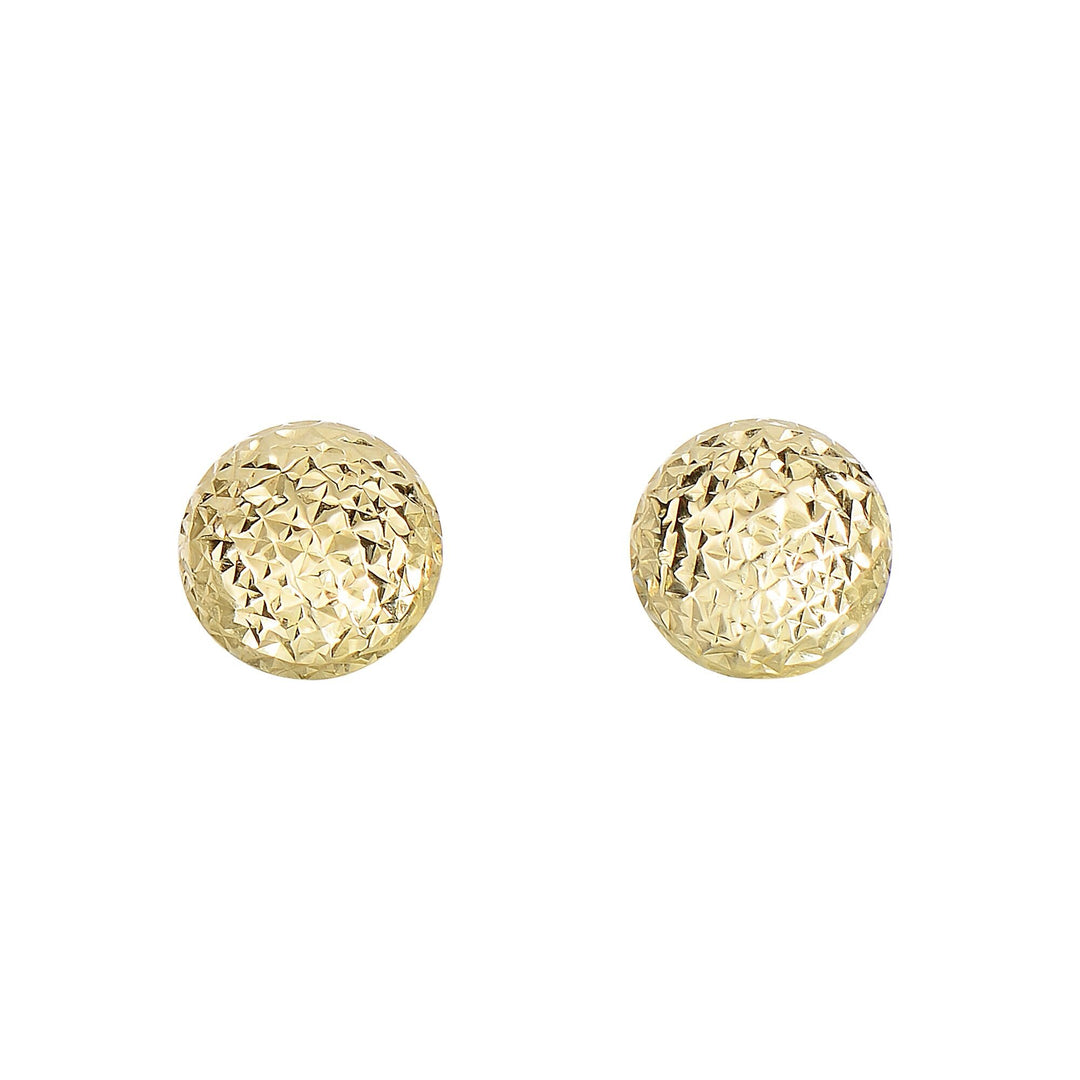 14K Yellow Gold Diamond Cut Post Earring, front view