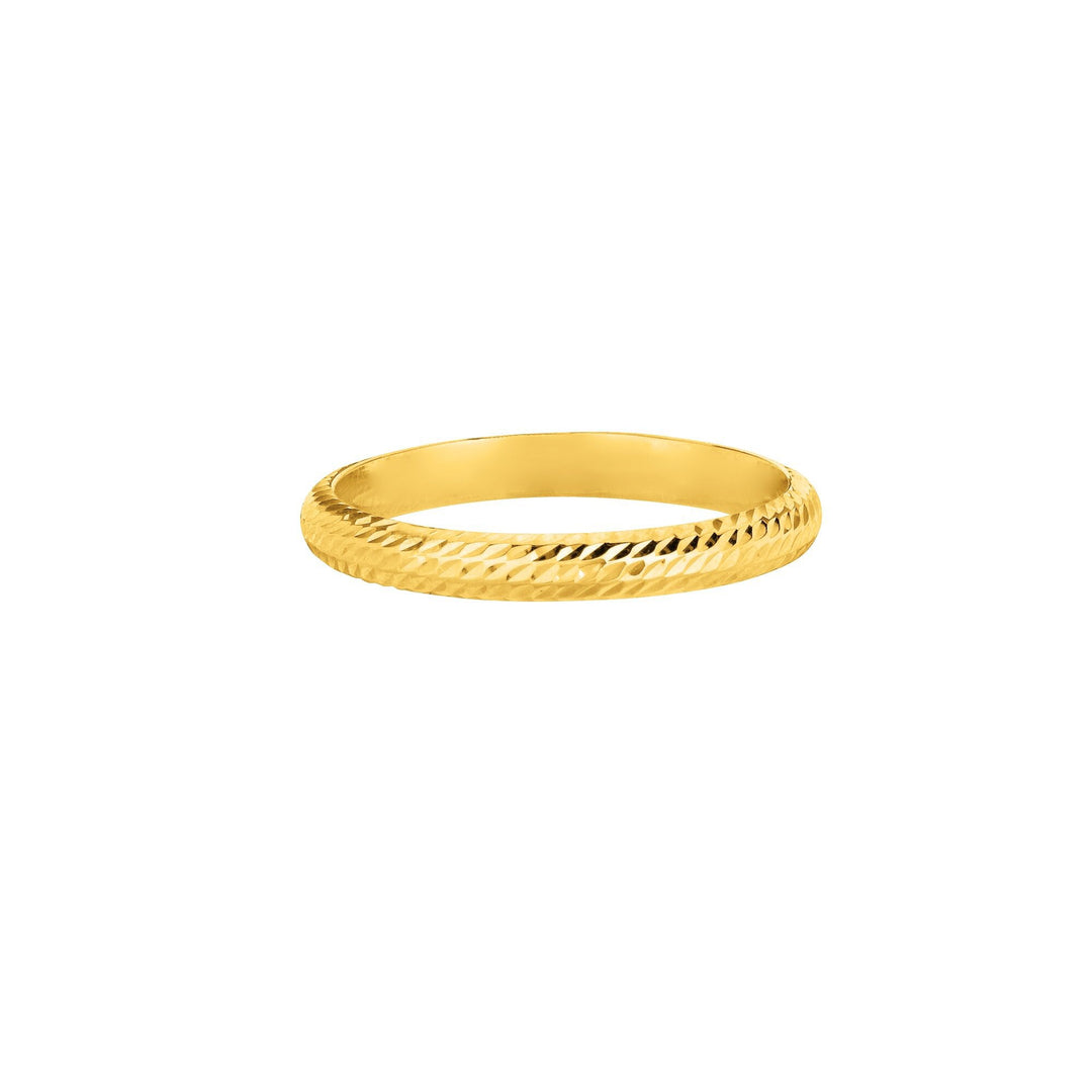 14K Yellow Gold Diamond Cut Wedding Band, front view