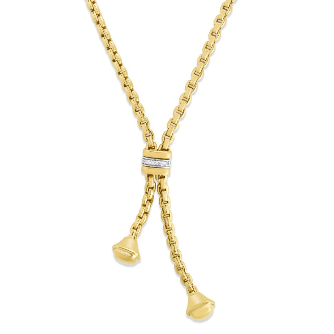 14K Yellow Gold Diamond Venetian Lariat Necklace, front view