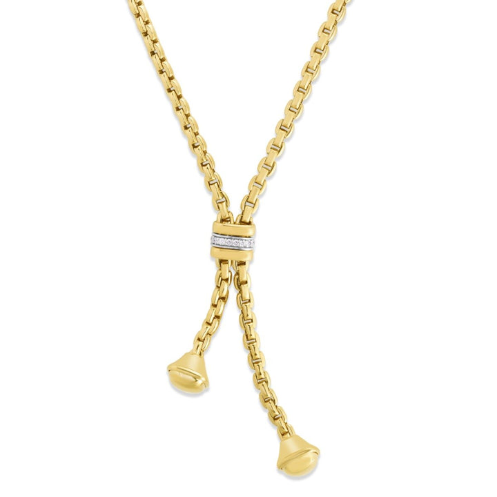 14K Yellow Gold Diamond Venetian Lariat Necklace, front view