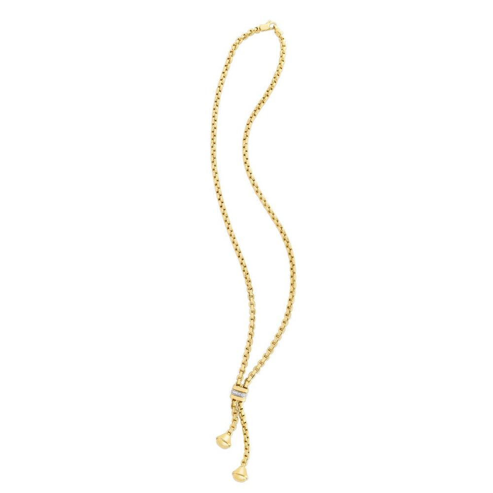 14K Yellow Gold Diamond Venetian Lariat Necklace, view 2