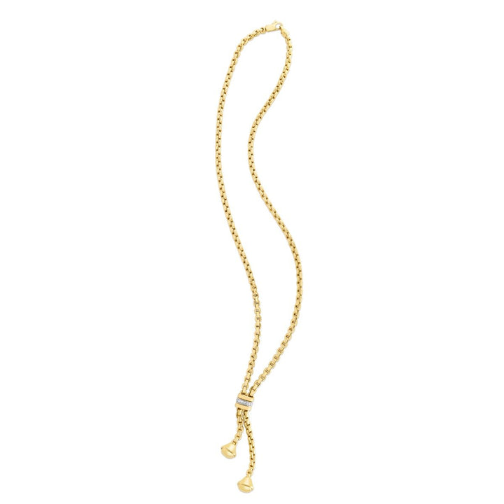 14K Yellow Gold Diamond Venetian Lariat Necklace, view 2