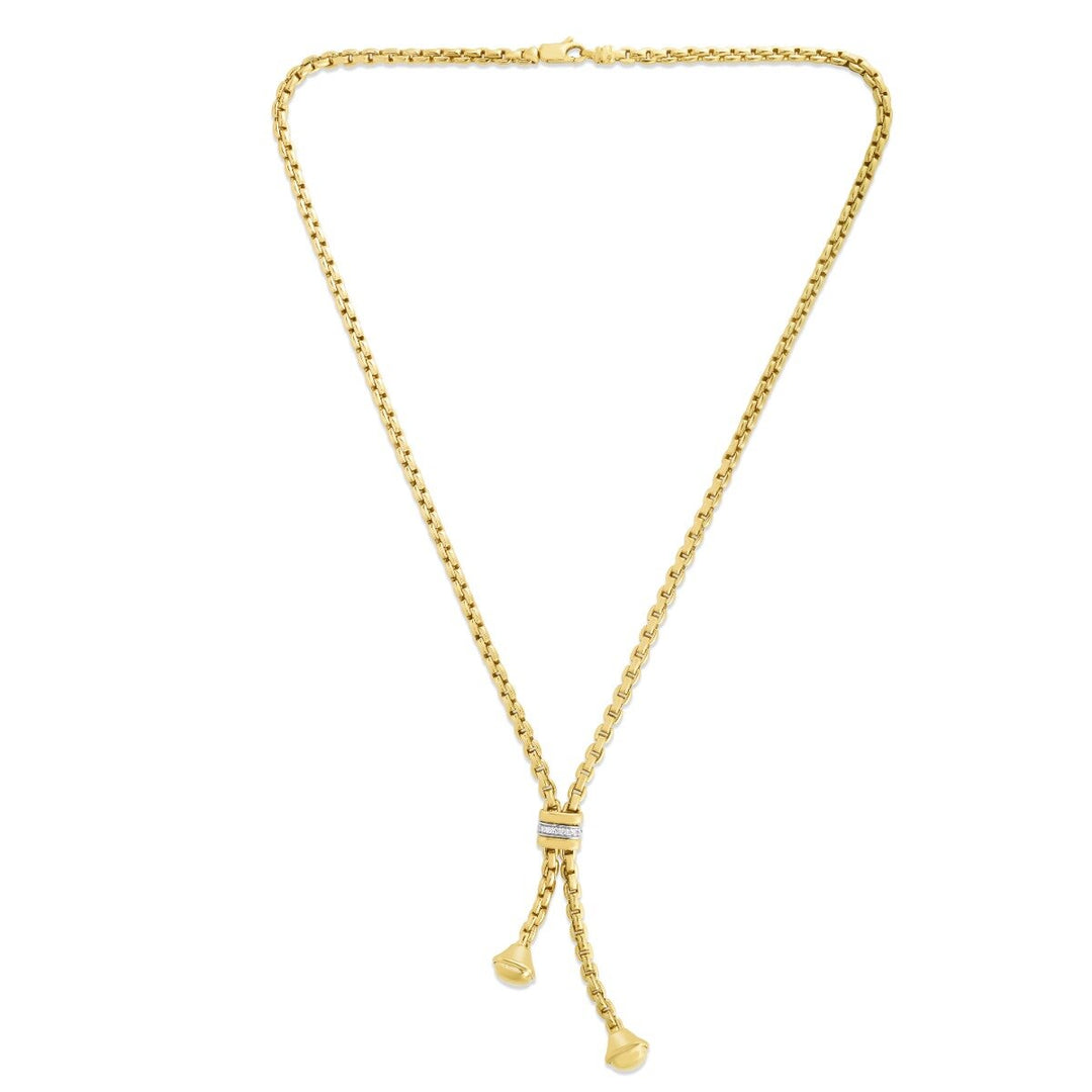 14K Yellow Gold Diamond Venetian Lariat Necklace, view 3