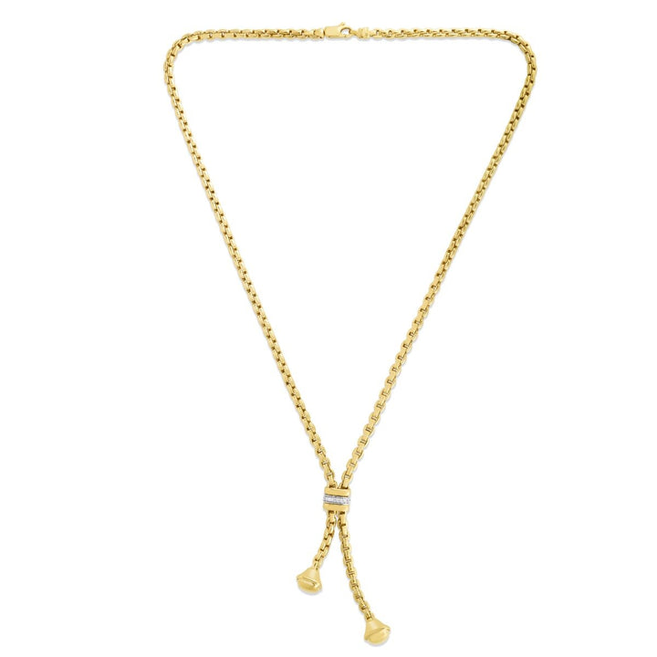 14K Yellow Gold Diamond Venetian Lariat Necklace, view 3