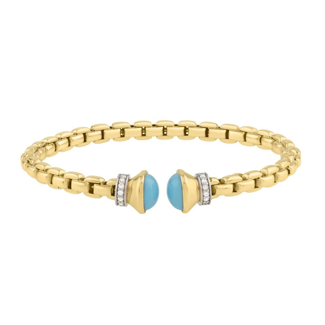 14K Yellow Gold Diamond Venetian Link Bangle, front view