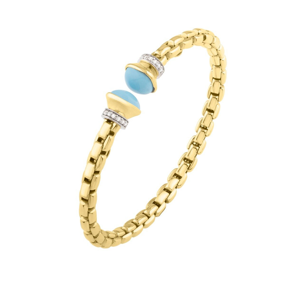14K Yellow Gold Diamond Venetian Link Bangle, view 2