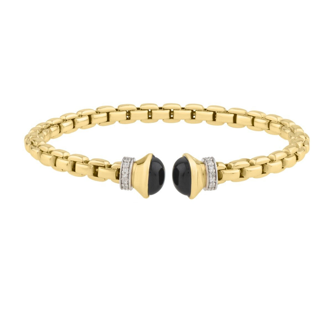 14K Yellow Gold Diamond Venetian Link Bangle, front view