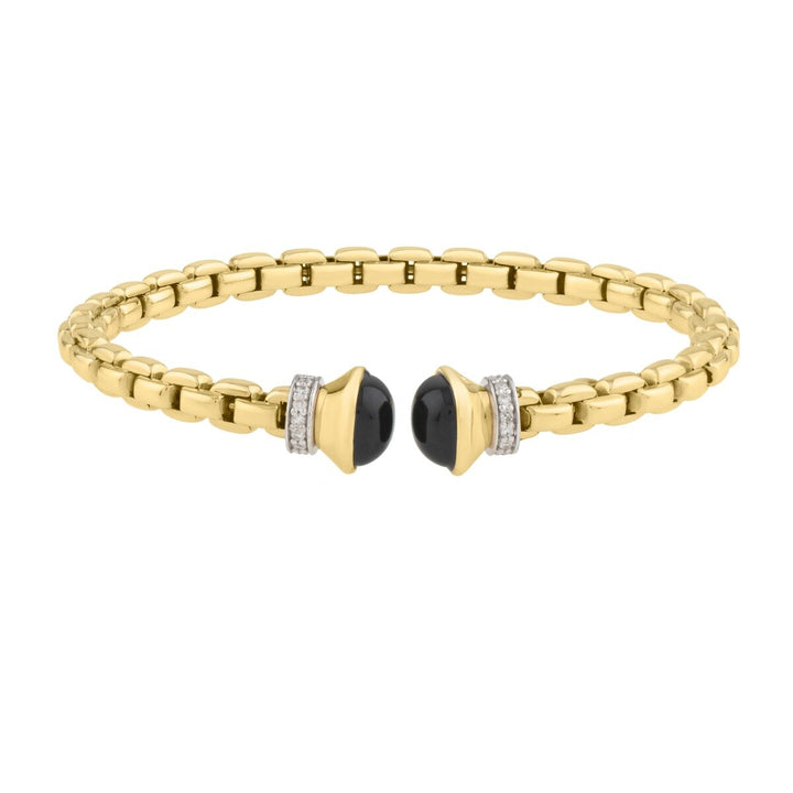 14K Yellow Gold Diamond Venetian Link Bangle, front view