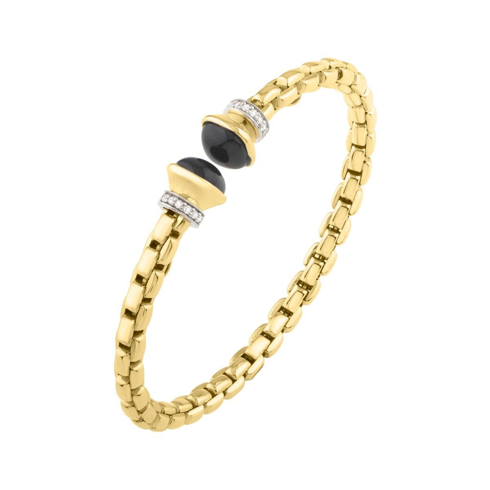 14K Yellow Gold Diamond Venetian Link Bangle, view 2