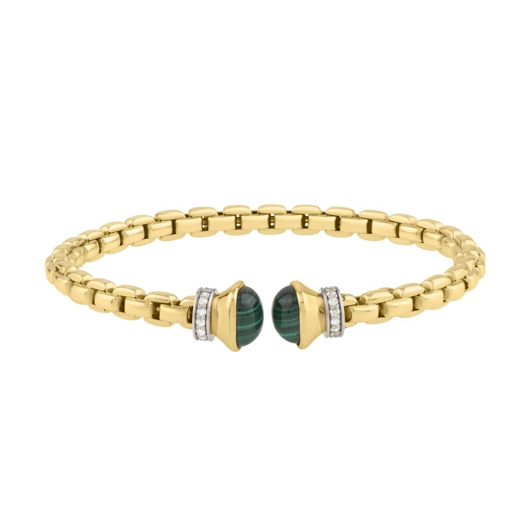 14K Yellow Gold Diamond Venetian Link Bangle, front view